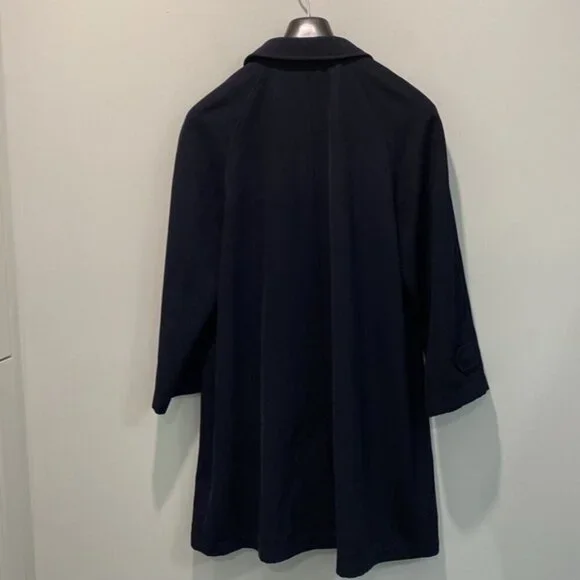 Hilary Radley Navy Blue Maxi Trench Coat Size 12 Snap Closure, - Picture 12 of 15